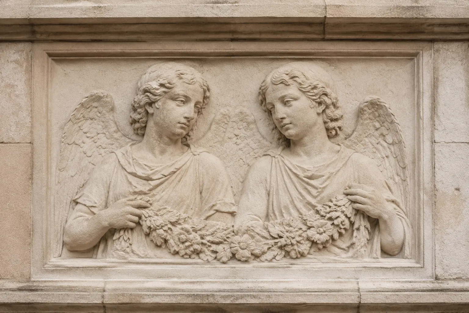 The same carved limestone relief shown after cleaning