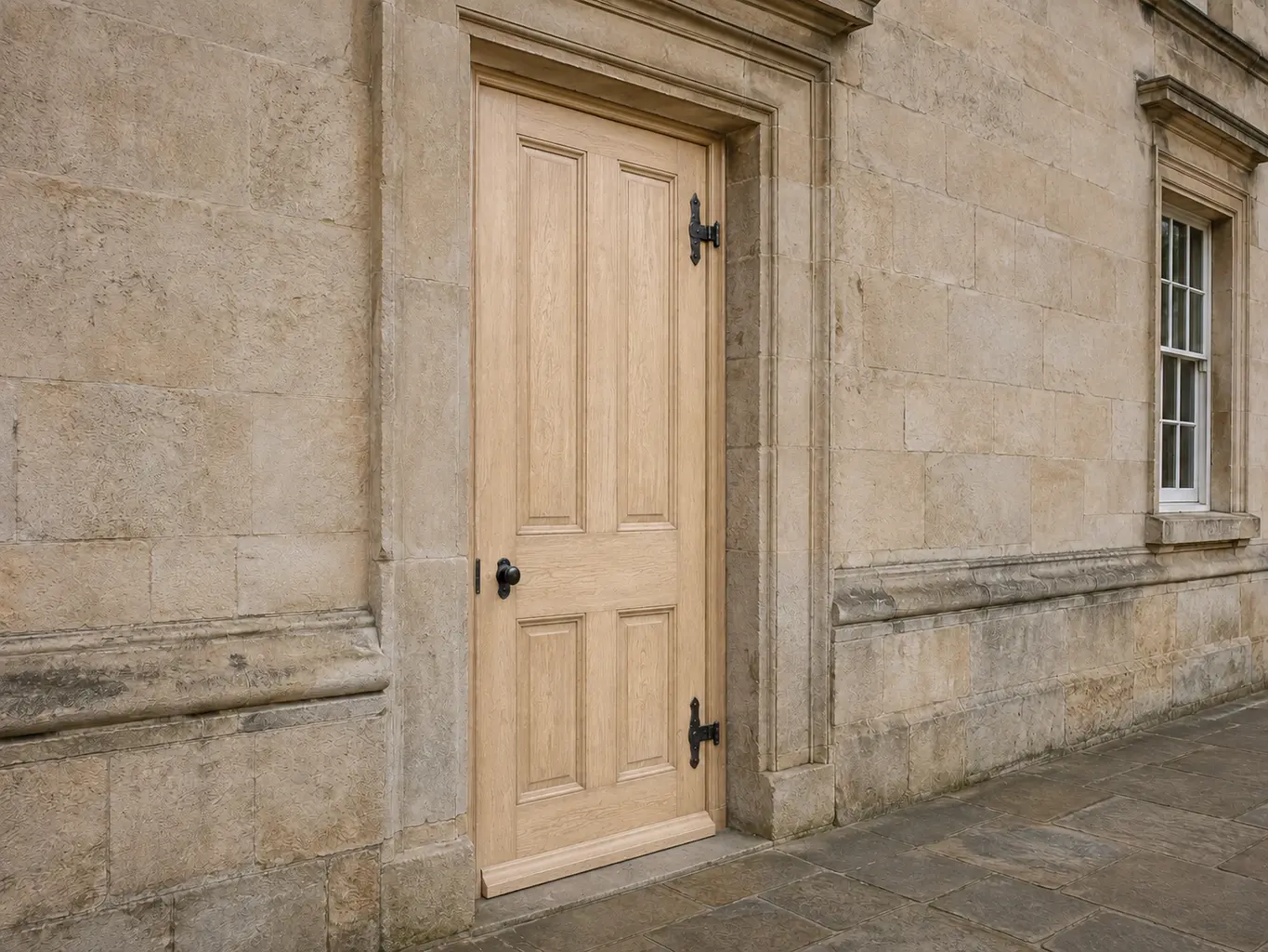 The same historic timber door with the accumulated coating removed